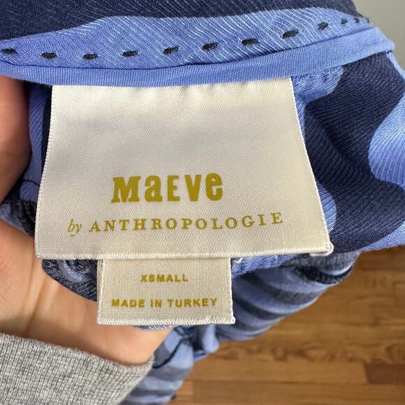 Anthropologie Maeve Breckenridge Blue Striped Button Down Shirt - Picture 6 of 7